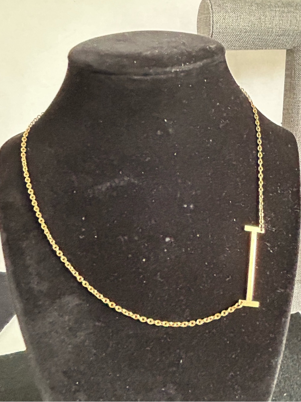 Gold Letter I Bar Pendant Necklace - Women Jewelry (4)